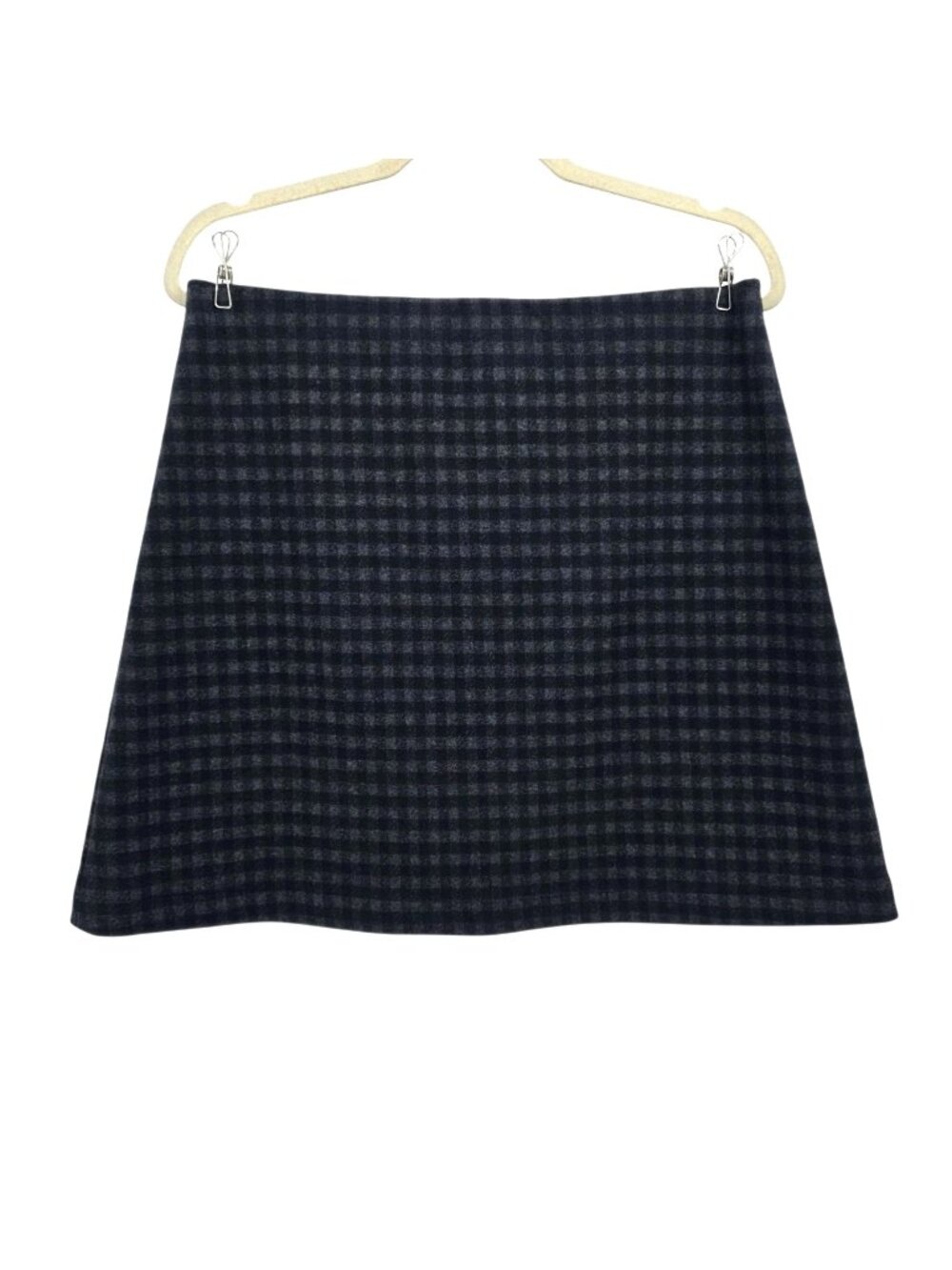Theory Womens 10 Skirt High Waisted Mini Gingham Knit Black Gray A-Line Preppy